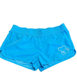 Lilu Heart Lightweight Blue Casual Athletic Shorts